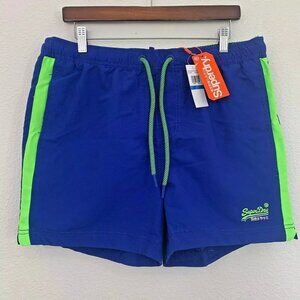 NWT Mens  SuperDry Beach Volley Swim Shorts $" inseam Racer Cobalt XXL B4HP